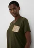 Khaki Sequin Pocket T Shirt - Size 8 Image 1