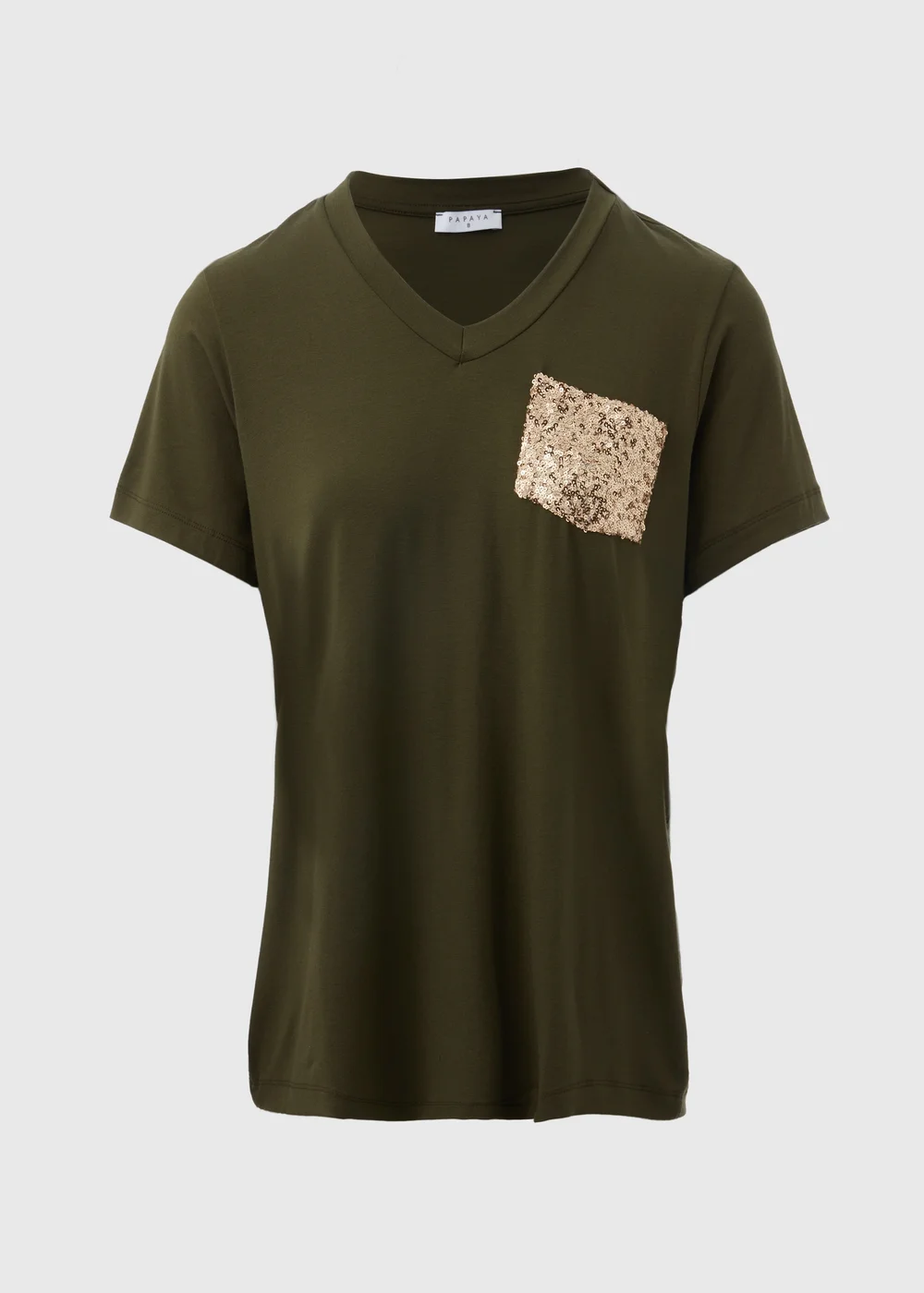 Khaki Sequin Pocket T Shirt - Size 8 Image 5