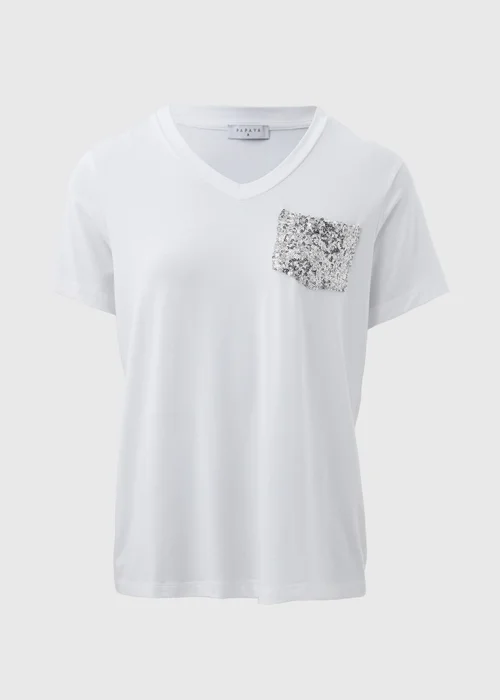 White Sequin Pocket T Shirt - 8 Image 5
