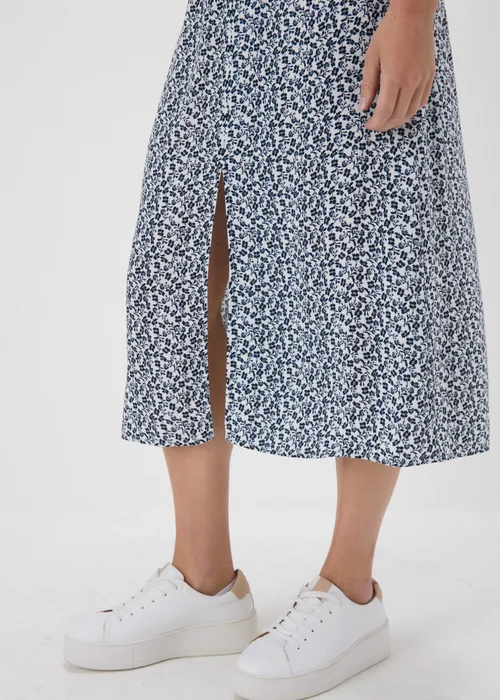 Cream Floral Button Front Midi Skirt - Size 8 Image 3