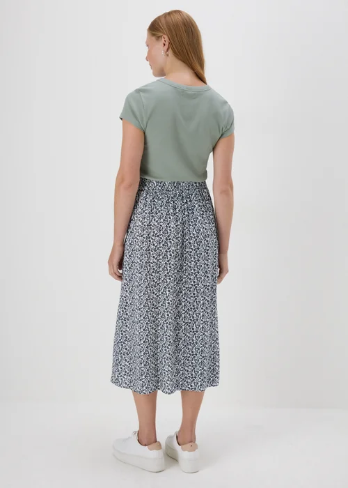Cream Floral Button Front Midi Skirt - Size 8 Image 2
