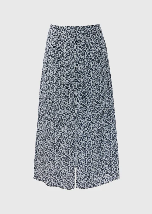 Cream Floral Button Front Midi Skirt - Size 8 Image 5