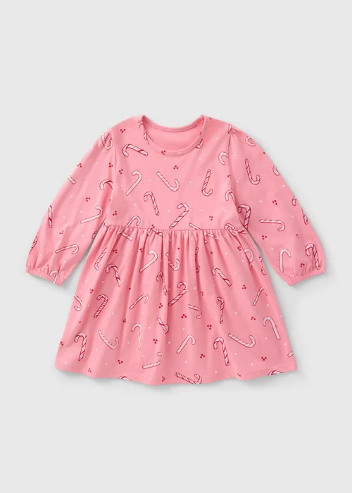 Girls Pink Candy Cane Dress (1-7yrs) - 1 half year to 2 Image 1