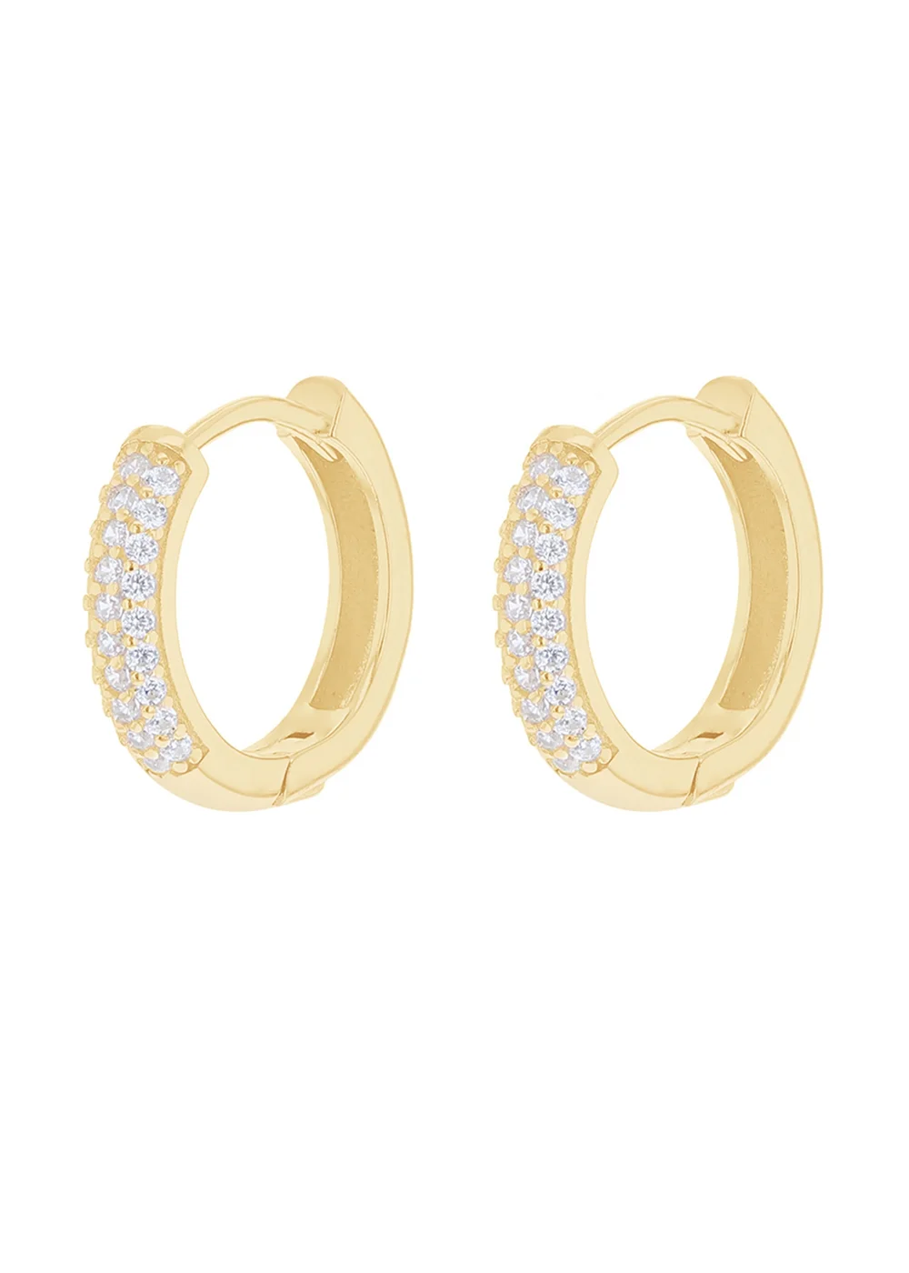 Golden Moments Sterling Silver Yellow Gold Plated CZ Band Hoops - One Size Image 1