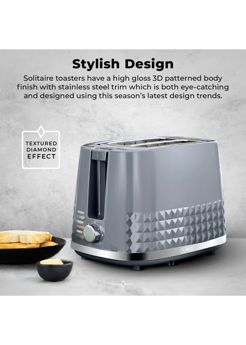 Tower Solitaire Grey 2 Slice Toaster - One Size Image 3