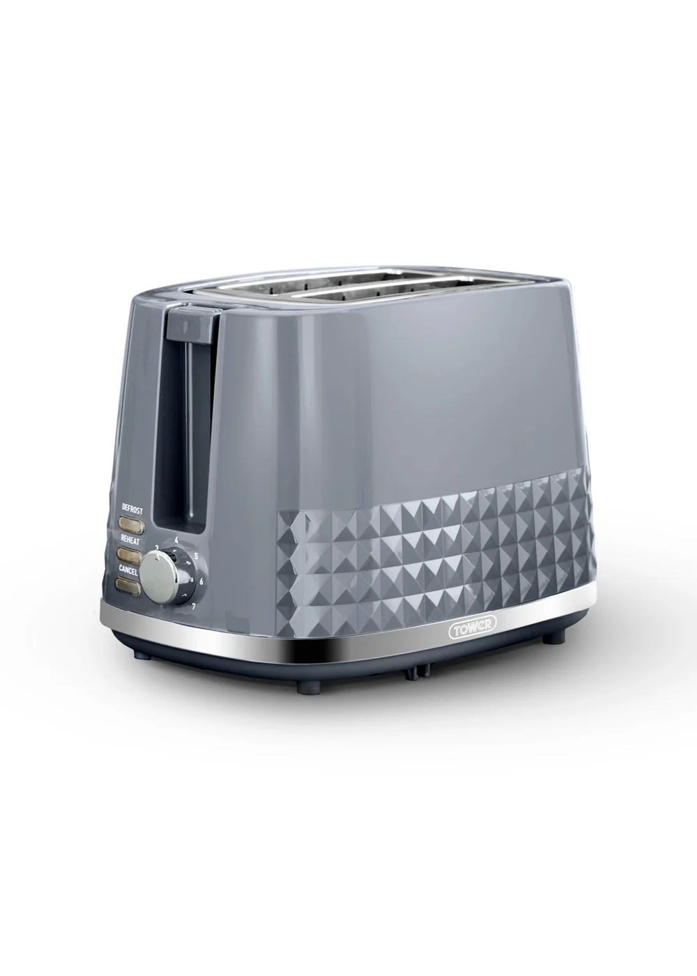 Tower Solitaire Grey 2 Slice Toaster - One Size Image 1