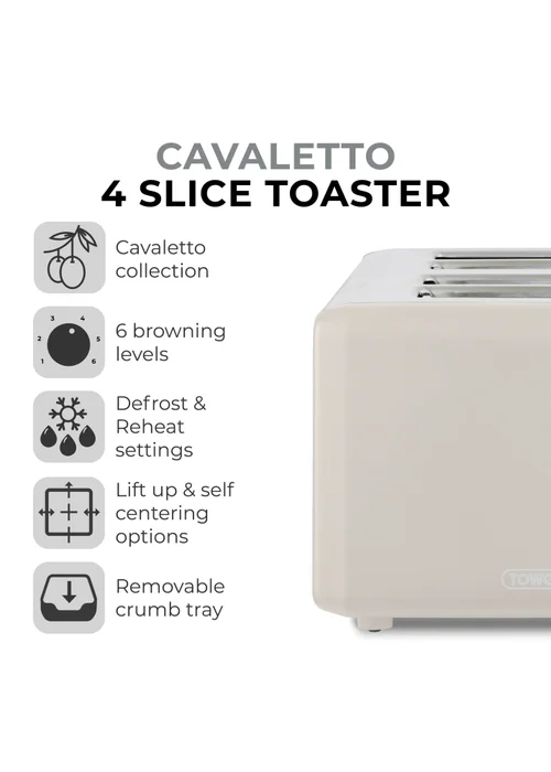 Tower Cavaletto 4 Slice Toaster - One Size Image 2