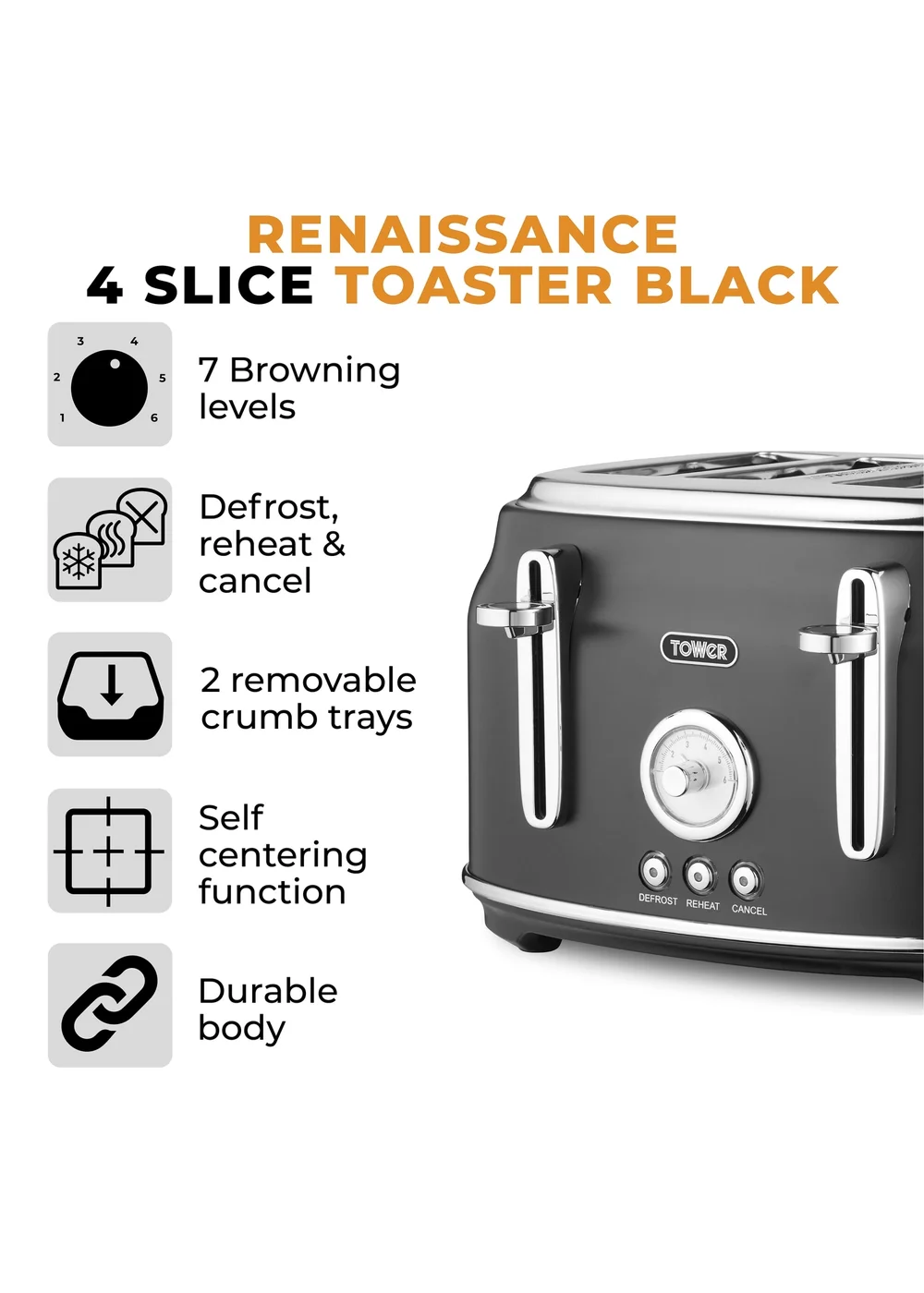 Tower Renaissance 4 Slice Toaster - One Size Image 2