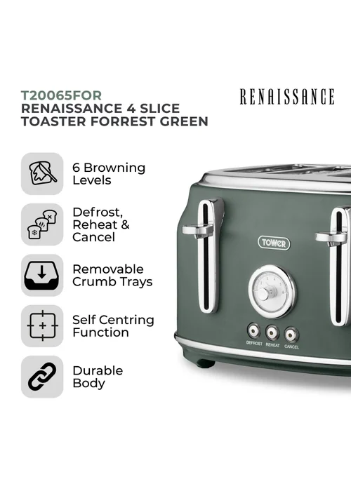 Tower Renaissance 4 Slice Toaster - One Size Image 2