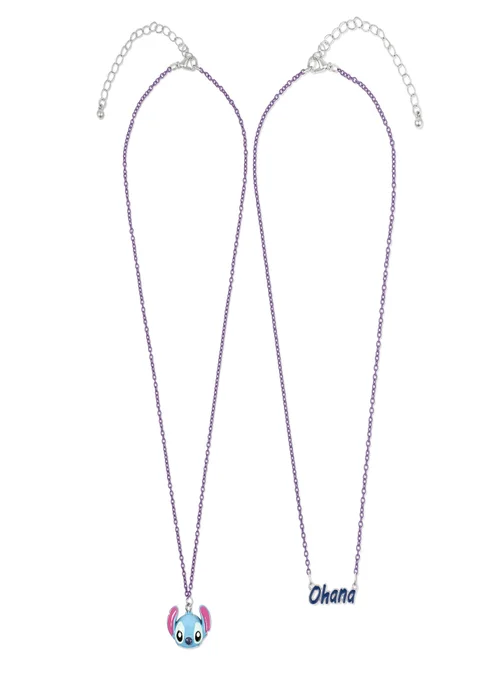 Disney Ohana Stitch Double Layered Blue Necklace - One Size Image 5
