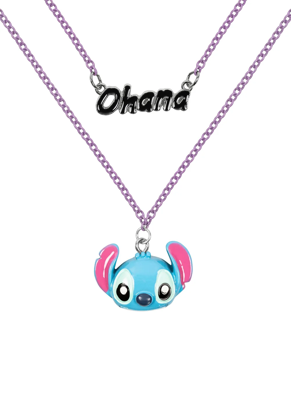 Disney Ohana Stitch Double Layered Blue Necklace - One Size Image 1