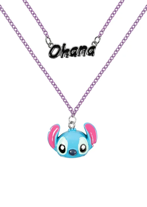 Disney Ohana Stitch Double Layered Blue Necklace - One Size Image 1