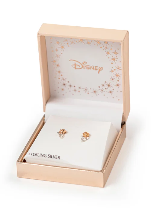 Disney Beauty & The Beast Two Tone Rose Stud Earrings - One Size Image 4