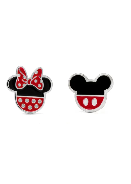 Disney Mickey and Minnie Mouse Enamel Filled Earrings - One Size Image 1