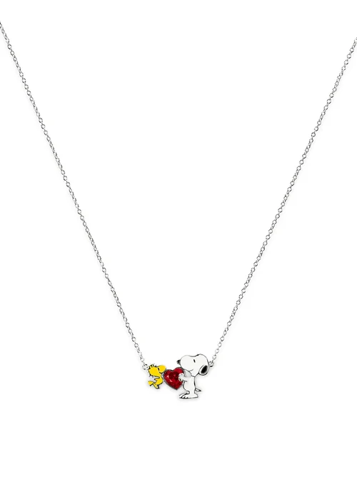 Peanuts Snoopy & Woodstock Heart Charm Necklace - One Size Image 1