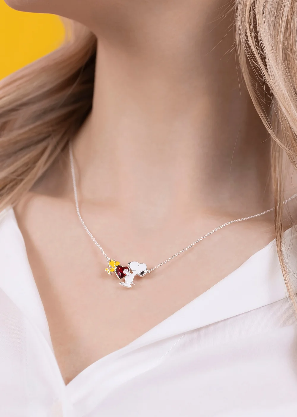 Peanuts Snoopy & Woodstock Heart Charm Necklace - One Size Image 3