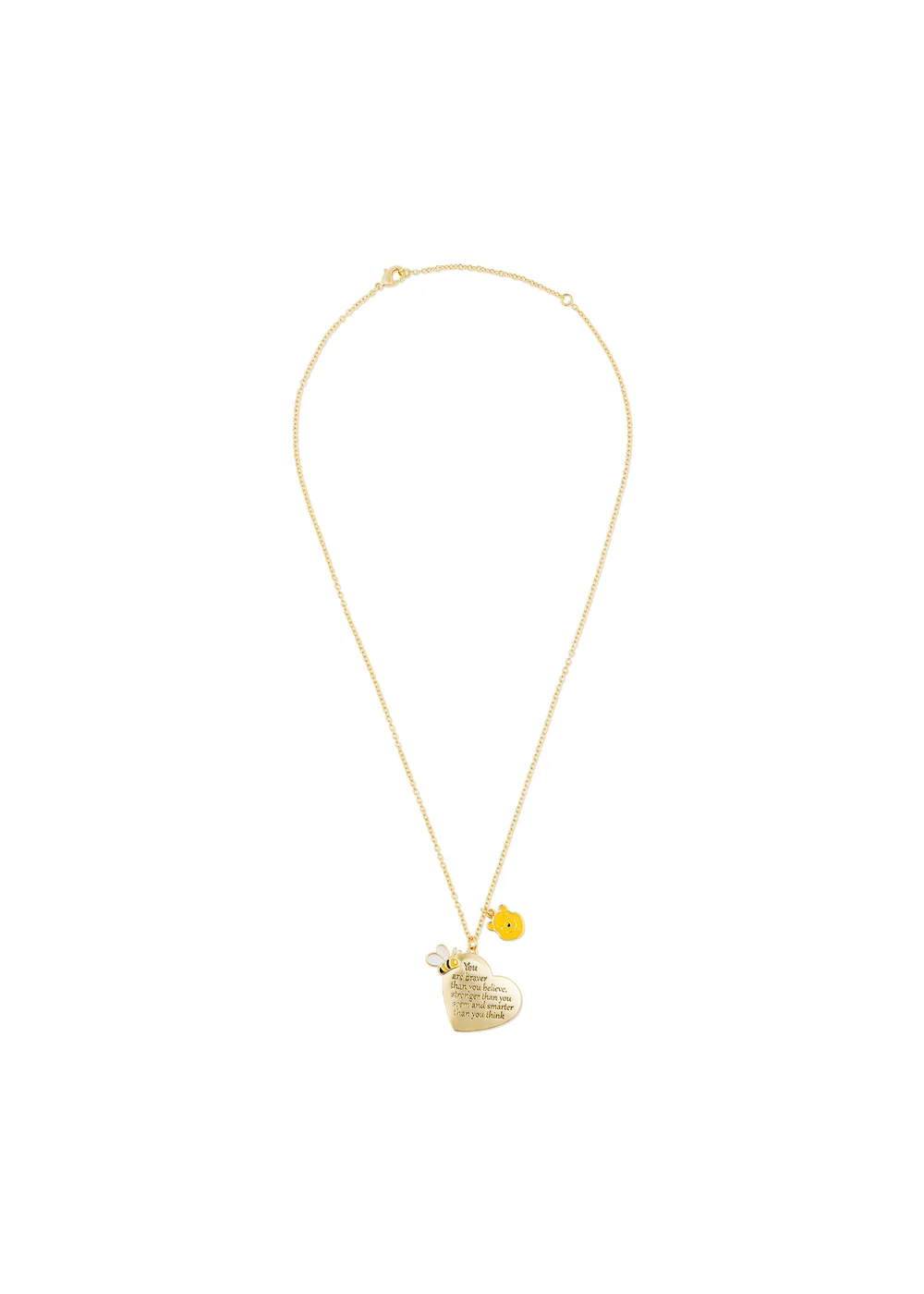 Disney Winnie The Pooh Yellow Gold Plated Brass Heart Shaped Necklace - One Size Image 2