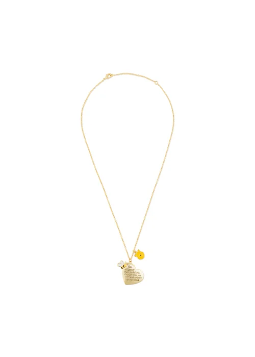 Disney Winnie The Pooh Yellow Gold Plated Brass Heart Shaped Necklace - One Size Image 2