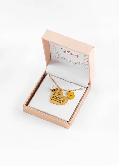 Disney Winnie The Pooh Yellow Gold Plated Brass Heart Shaped Necklace - One Size Image 4