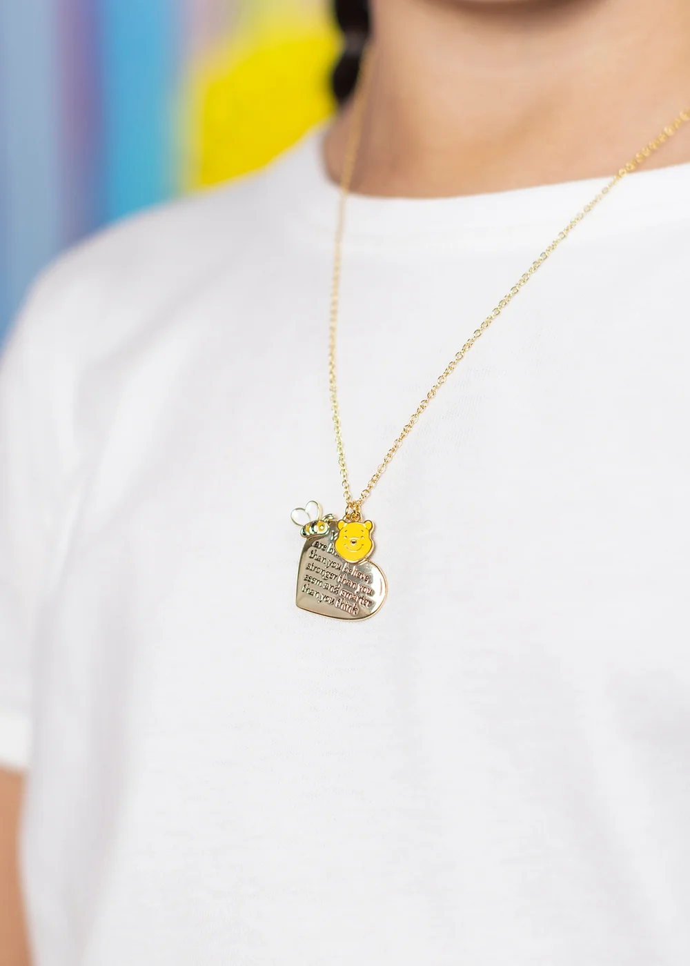Disney Winnie The Pooh Yellow Gold Plated Brass Heart Shaped Necklace - One Size Image 3