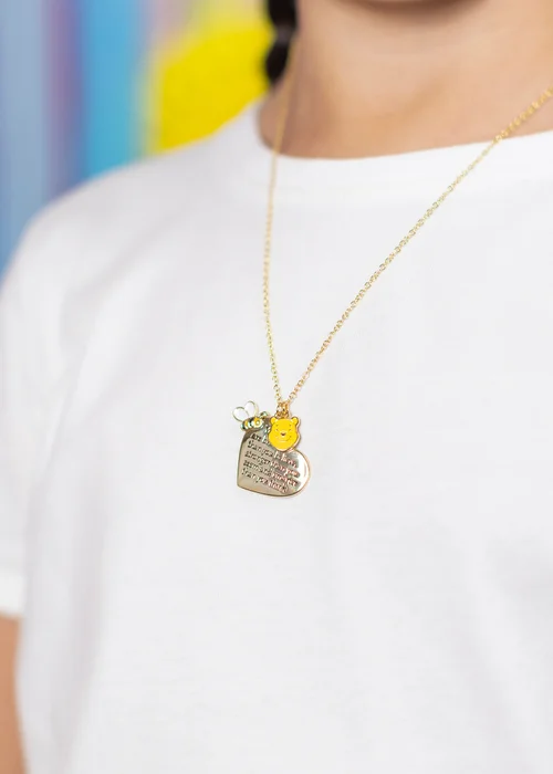 Disney Winnie The Pooh Yellow Gold Plated Brass Heart Shaped Necklace - One Size Image 3