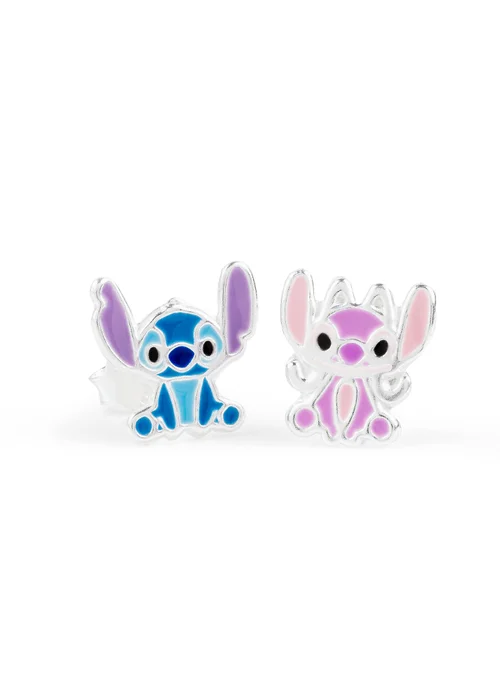 Disney Stitch Sterling Silver Enamel Stamp Stud Earrings - One Size Image 2