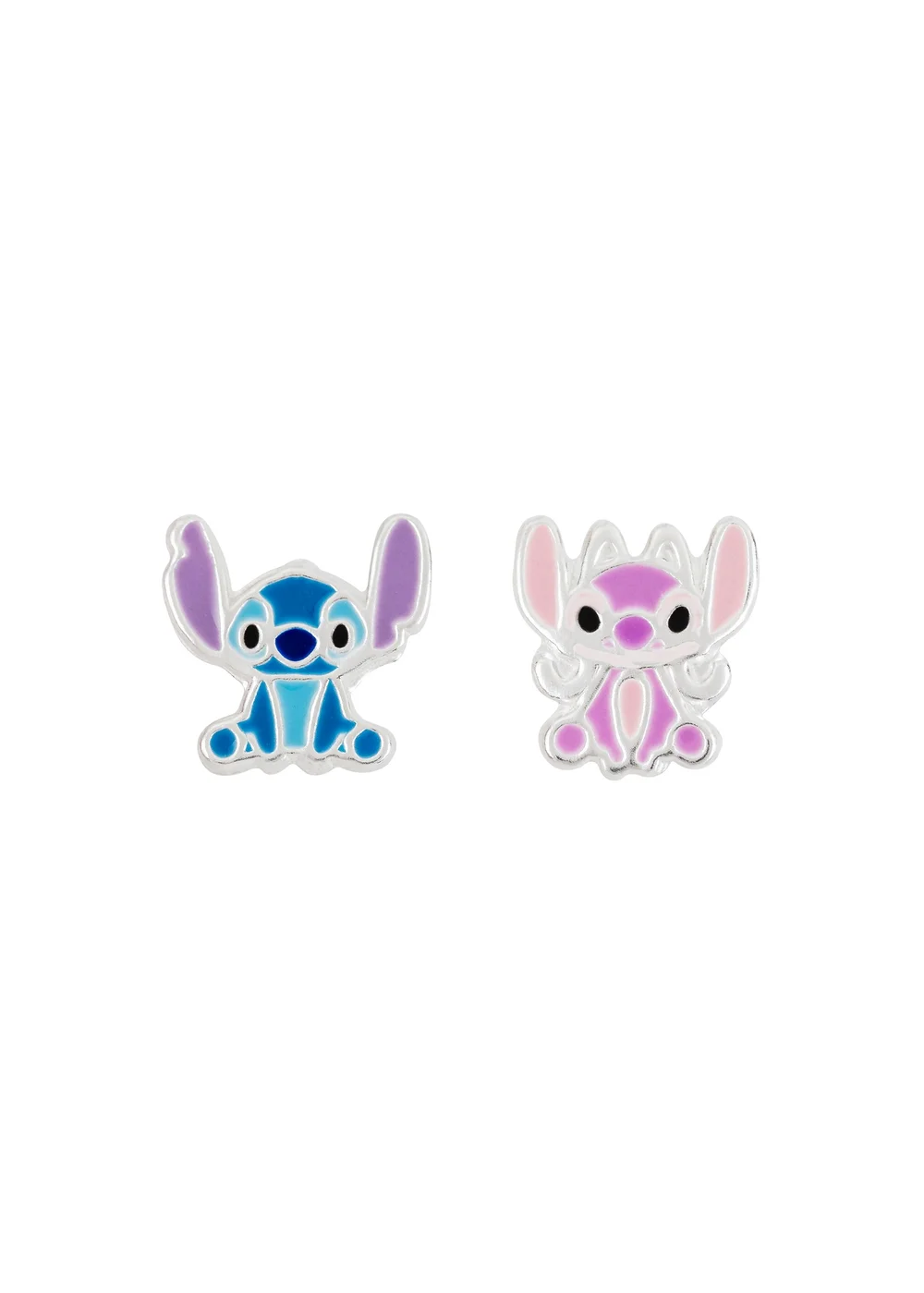 Disney Stitch Sterling Silver Enamel Stamp Stud Earrings - One Size Image 1