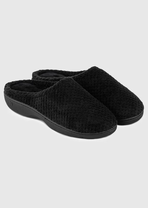 Totes Isotoner Black Popcorn Terry Mule Slippers - 4 Image 1