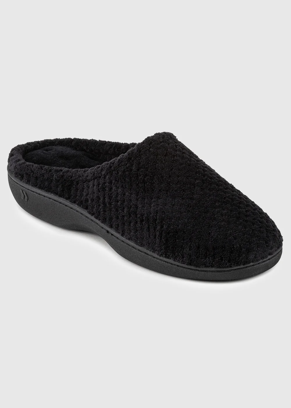 Totes Isotoner Black Popcorn Terry Mule Slippers - 4 Image 3
