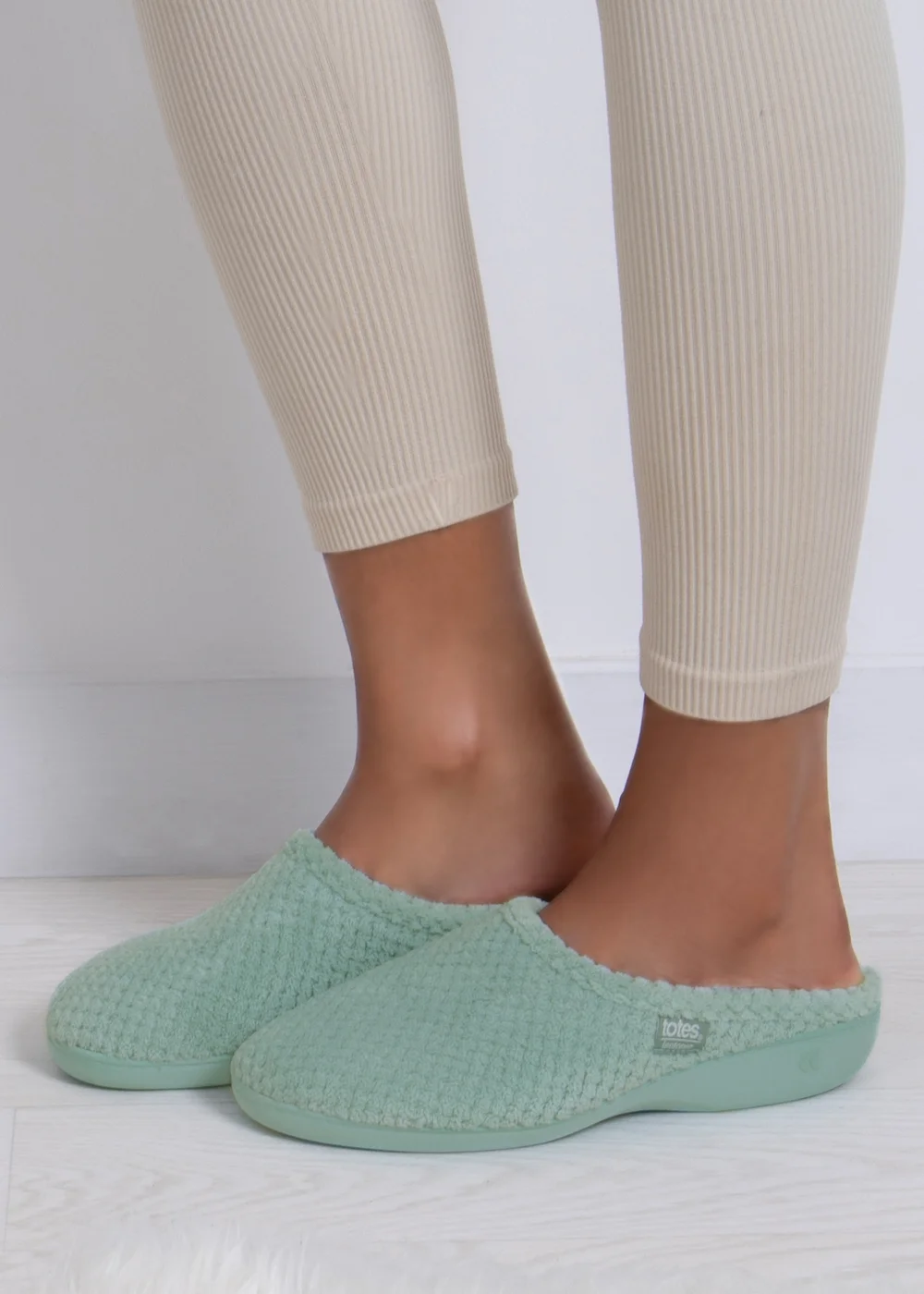 Totes Isotoner Mint Popcorn Terry Mule Slippers - 4 Image 2