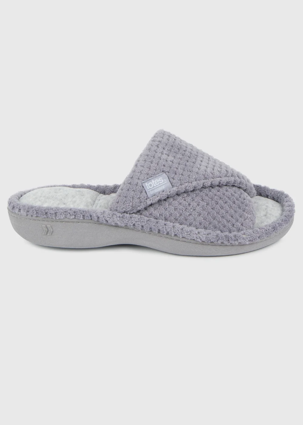 Totes Isotoner Grey Popcorn Turnover Open Toe Slippers - 6 Image 4
