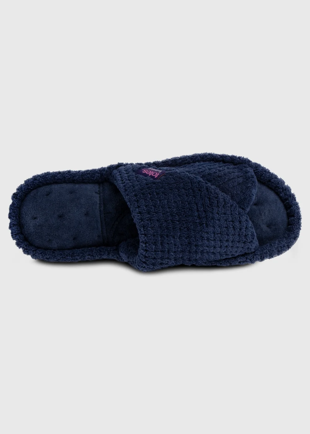 Totes Isotoner Navy Popcorn Turnover Open Toe Slippers - 4 Image 5