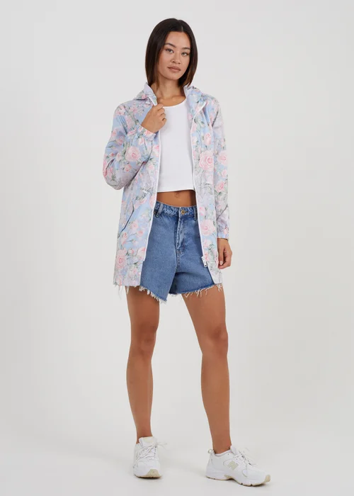 Brave Soul Blue Lightweight Showerproof Hooded Mac - 10 Image 4