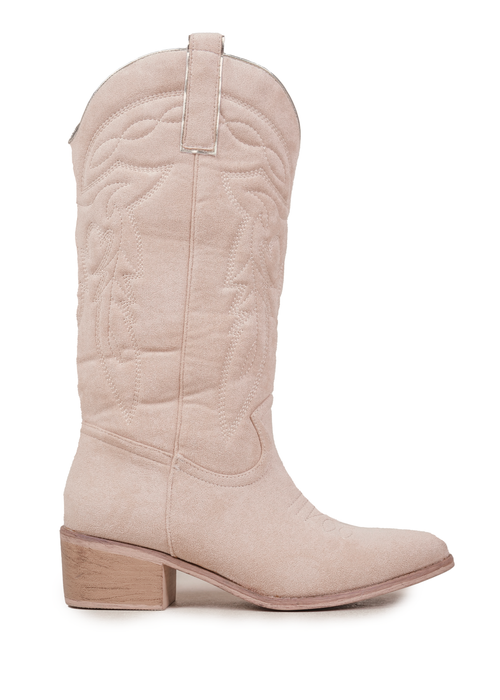 Where's That From Beige Suede Desert Cowboy Boots With Embroidery - Size 8 Image 1