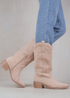 Where's That From Beige Suede Desert Cowboy Boots With Embroidery - Size 8 Image 2