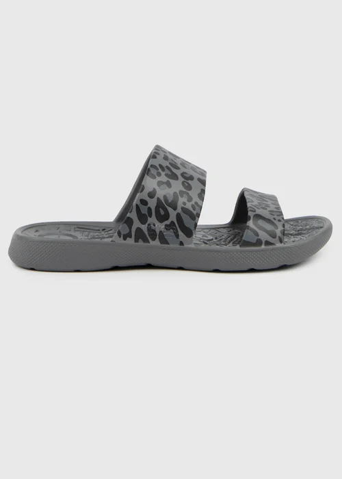Totes Solbounce Grey Leopard Double Strap Slide - 4 Image 4