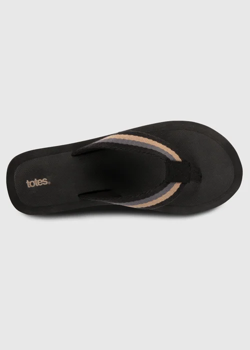 Totes Black Tape Toe Post Sandal - 8 Image 5