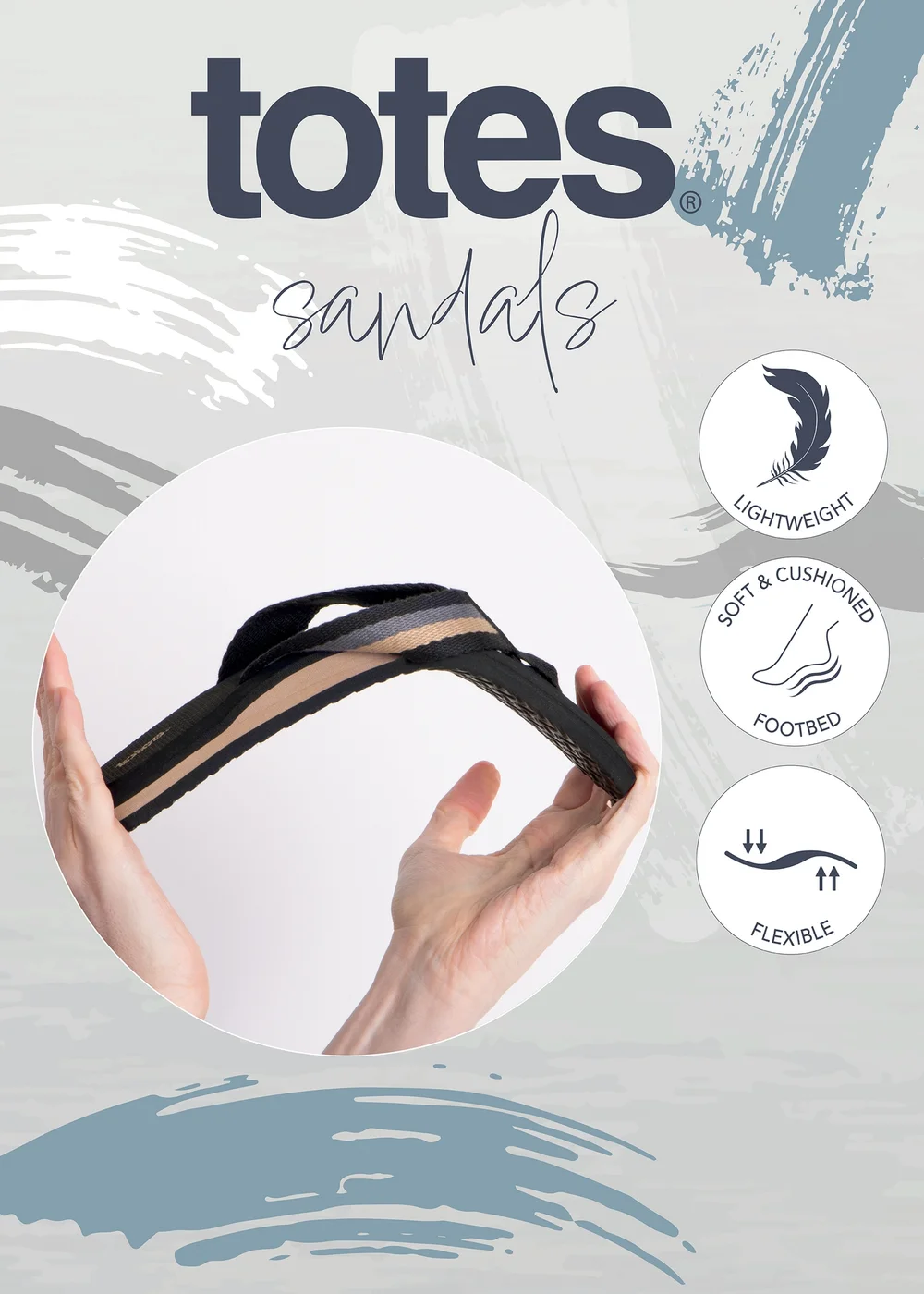 Totes Black Tape Toe Post Sandal - 8 Image 3