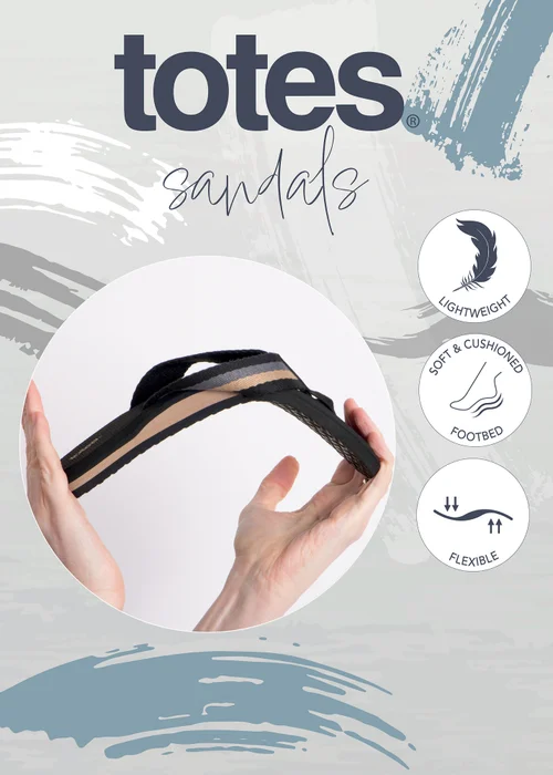 Totes Black Tape Toe Post Sandal - 8 Image 3