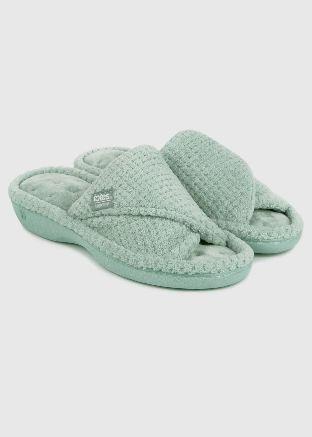 Totes Isotoner Mint Popcorn Turnover Open Toe Slippers - Size 6 Image 1