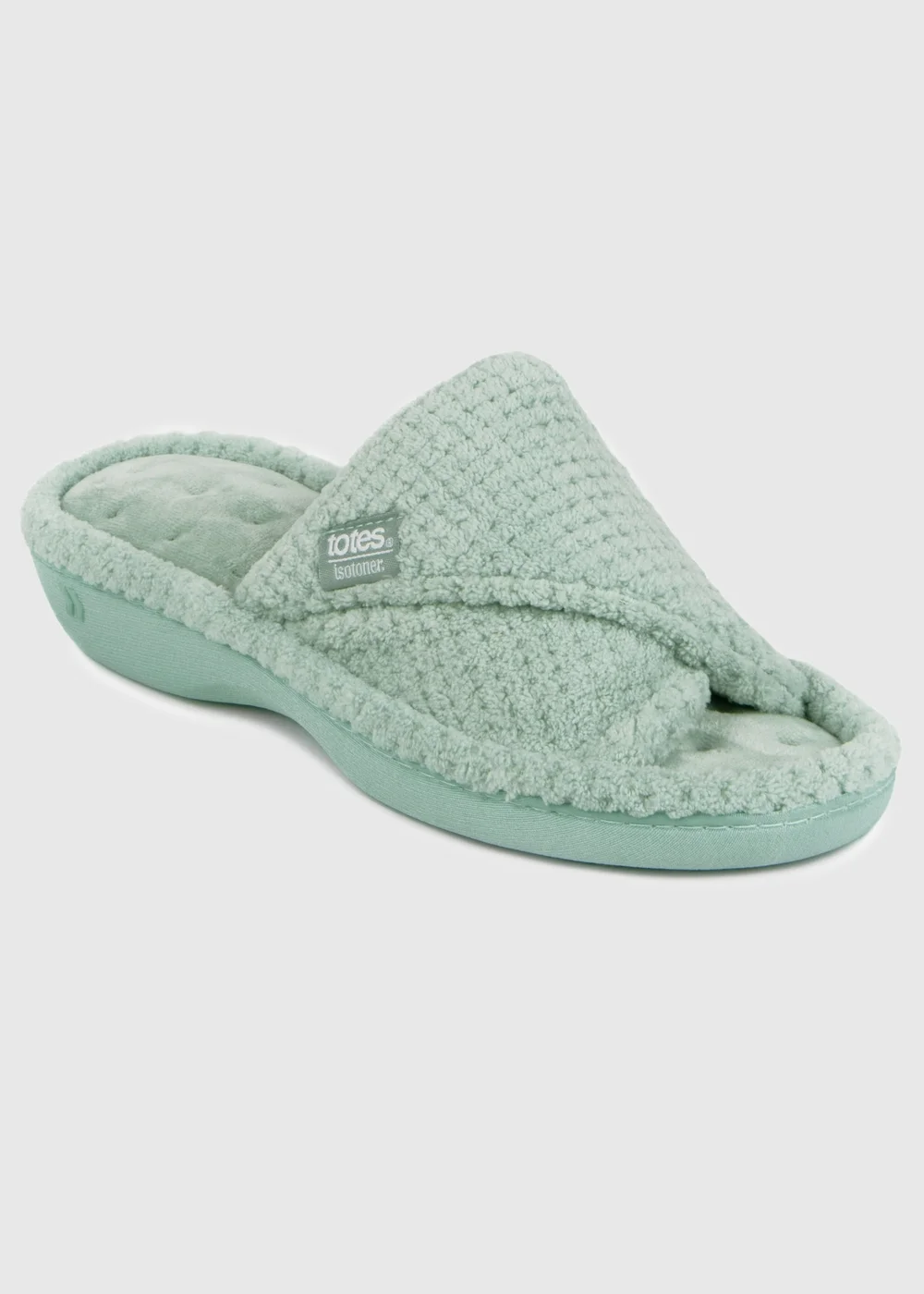Totes Isotoner Mint Popcorn Turnover Open Toe Slippers - Size 6 Image 3