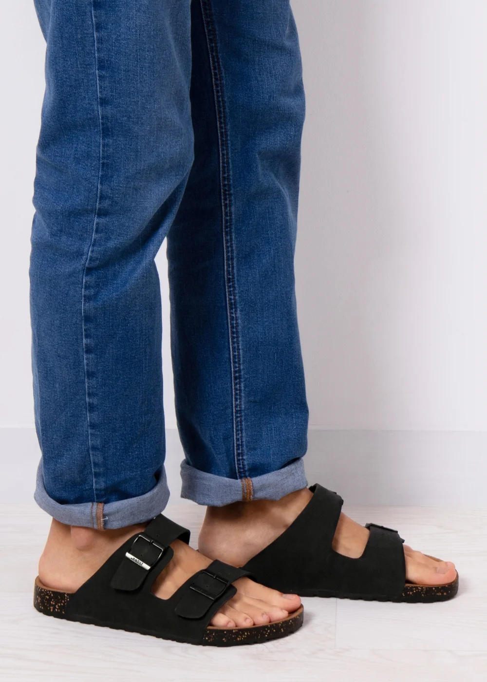 Totes Black PU Double Buckle Slider - 8 Image 2