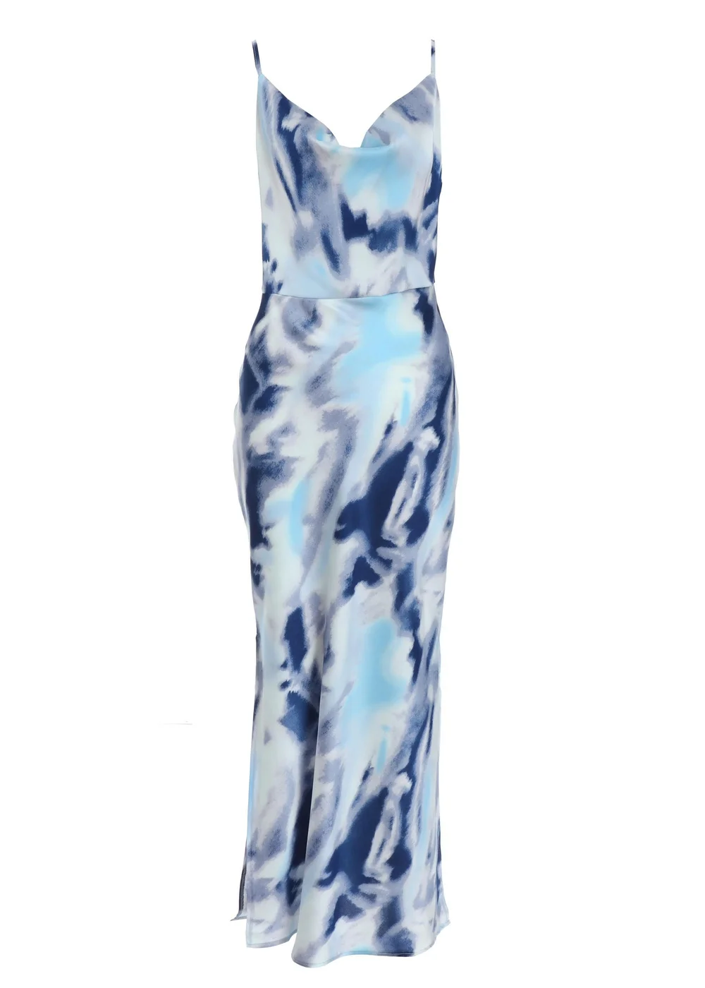 Quiz Blue Satin Marble Print Midi Dress - 10 | Matalan Quiz Blue Satin Marble Print Midi Dress - 10 | Matalan
