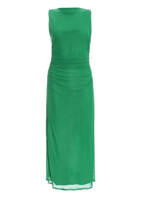 Quiz Green Mesh Ruched Bodycon Midaxi Dress - 6 Image 4