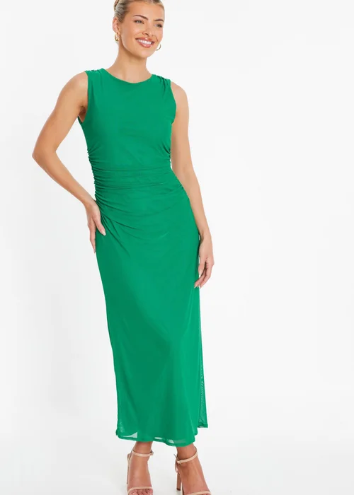 Quiz Green Mesh Ruched Bodycon Midaxi Dress - 6 Image 1