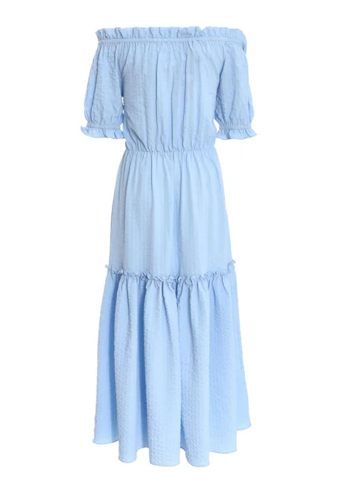 Quiz Blue Textured Bardot Midi Dress - 8 Image 5