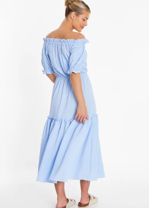 Quiz Blue Textured Bardot Midi Dress - 8 Image 2