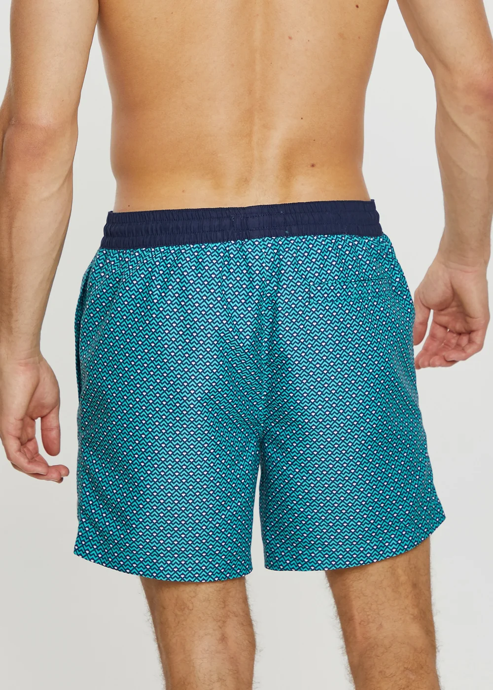 Threadbare Blue Carwood Contrast Geometric Print Swim Shorts - Large Image 2