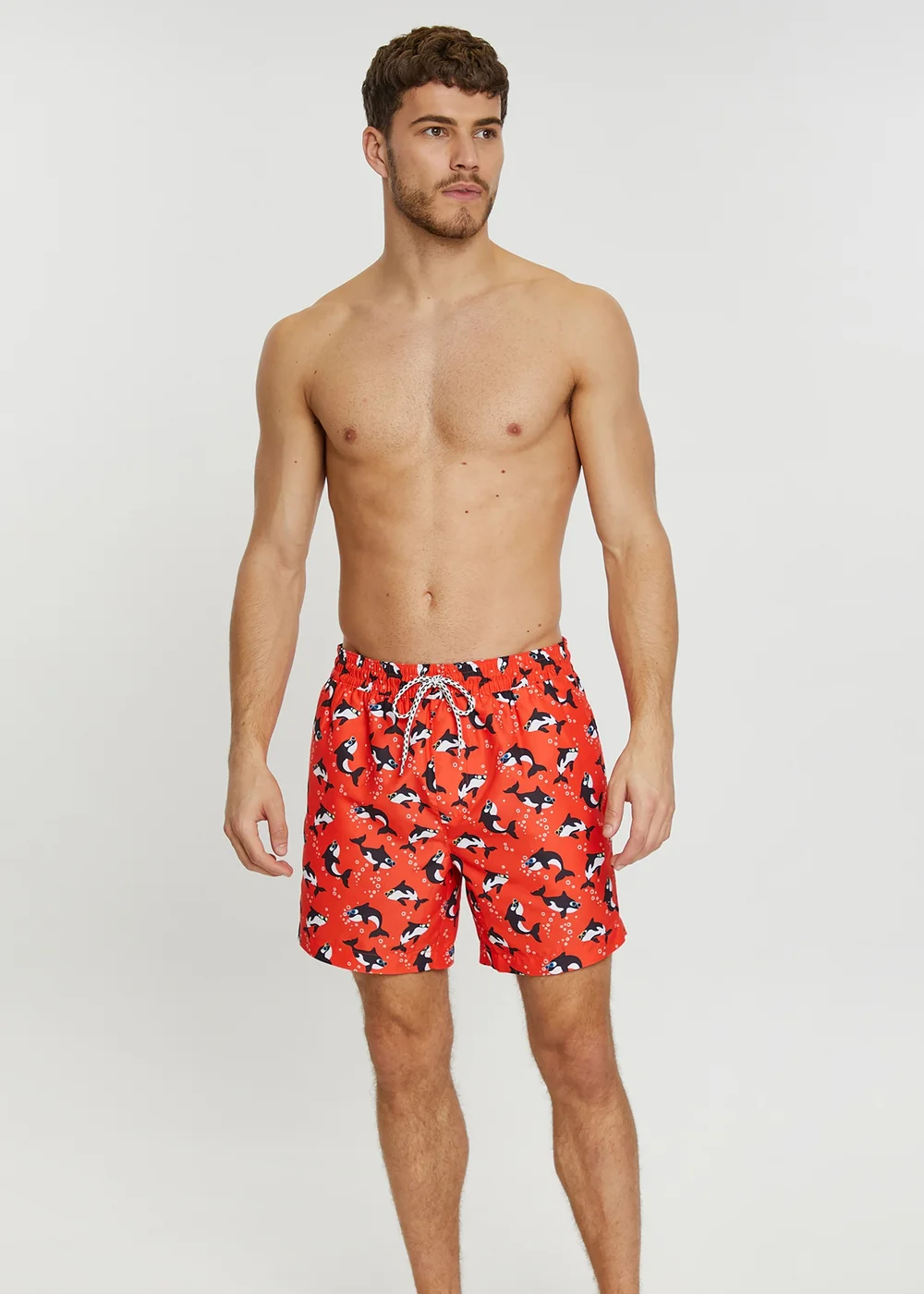 Threadbare Red Whale Print Swim Shorts - Medium Image 4