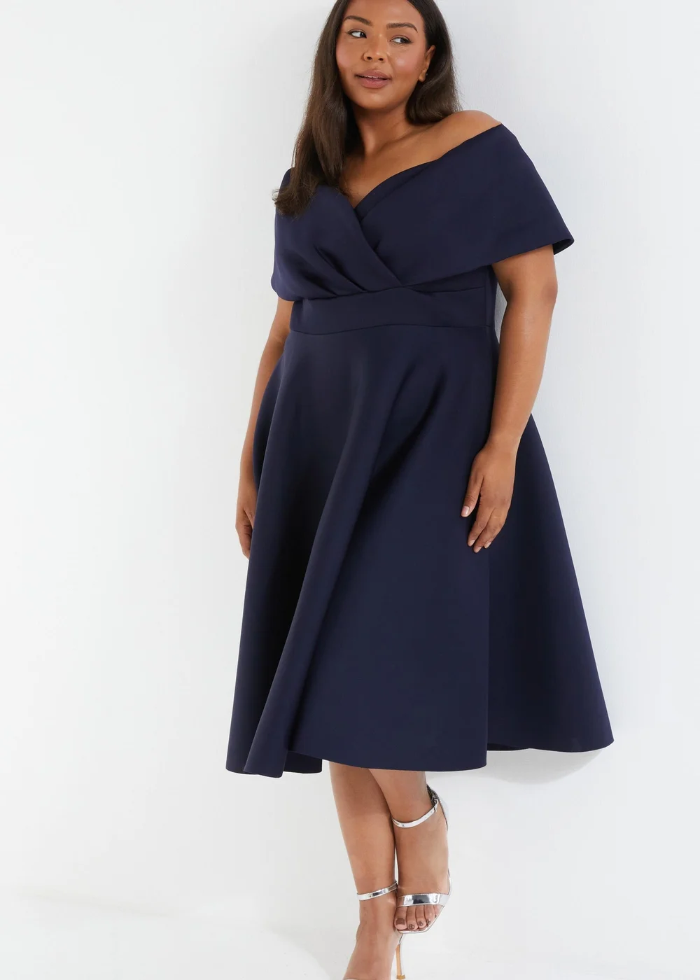 Quiz Blue Curve Midi Skater Dress - 18 Image 1